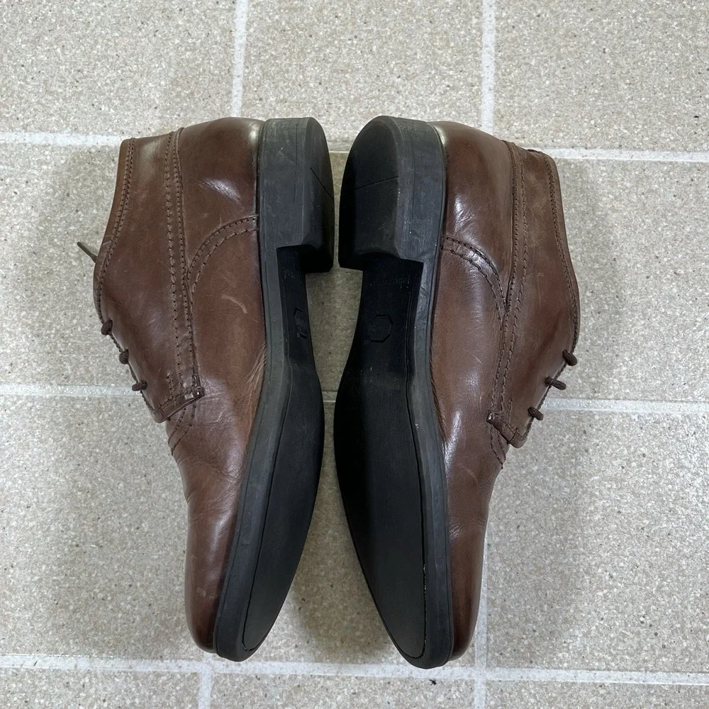 John Varvatos Brown Leather Ankle Boot Derby Oxford Mens Size 8 Preppy Shoes